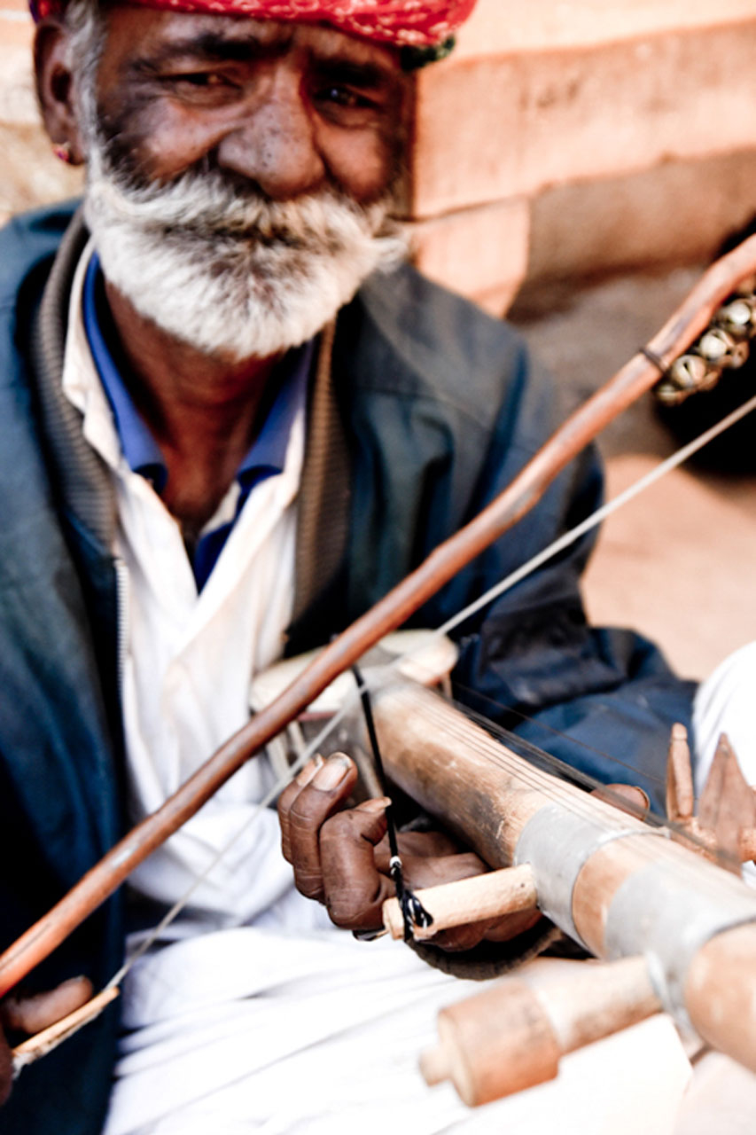 old man, Street musician, Rajasthan, India